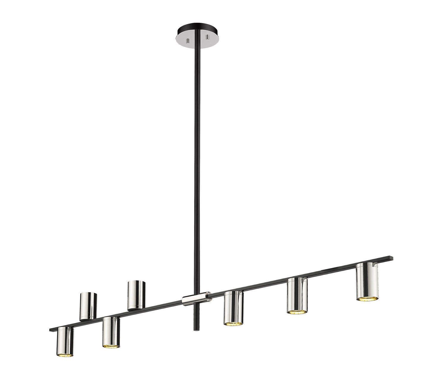 Calumet GU10 8 Light Linear Chandelier Matte Black + Polished Nickel