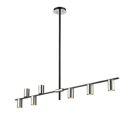 Calumet GU10 8 Light Linear Chandelier Matte Black + Polished Nickel