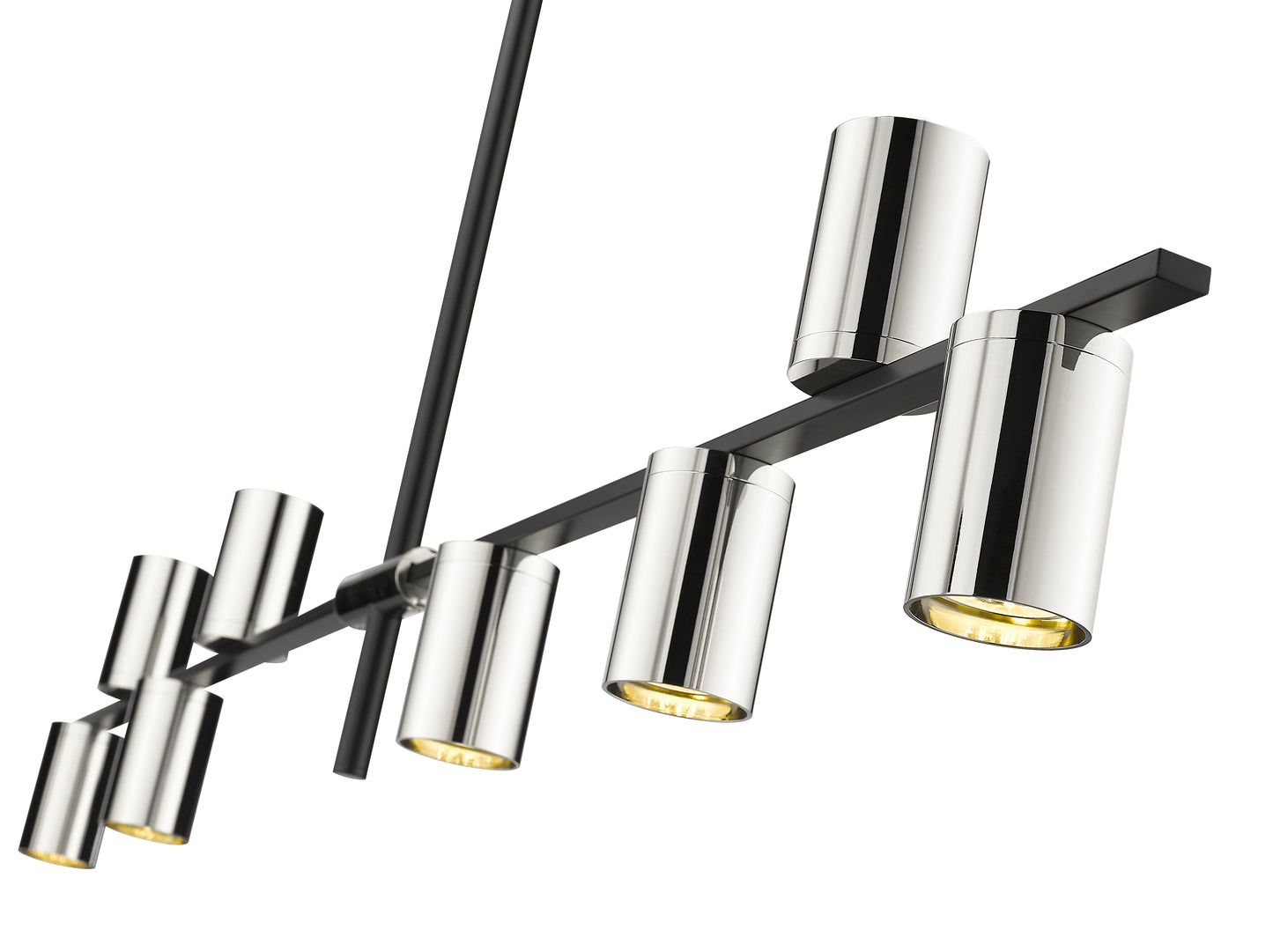 Calumet GU10 8 Light Linear Chandelier Matte Black + Polished Nickel