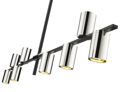 Calumet GU10 8 Light Linear Chandelier Matte Black + Polished Nickel