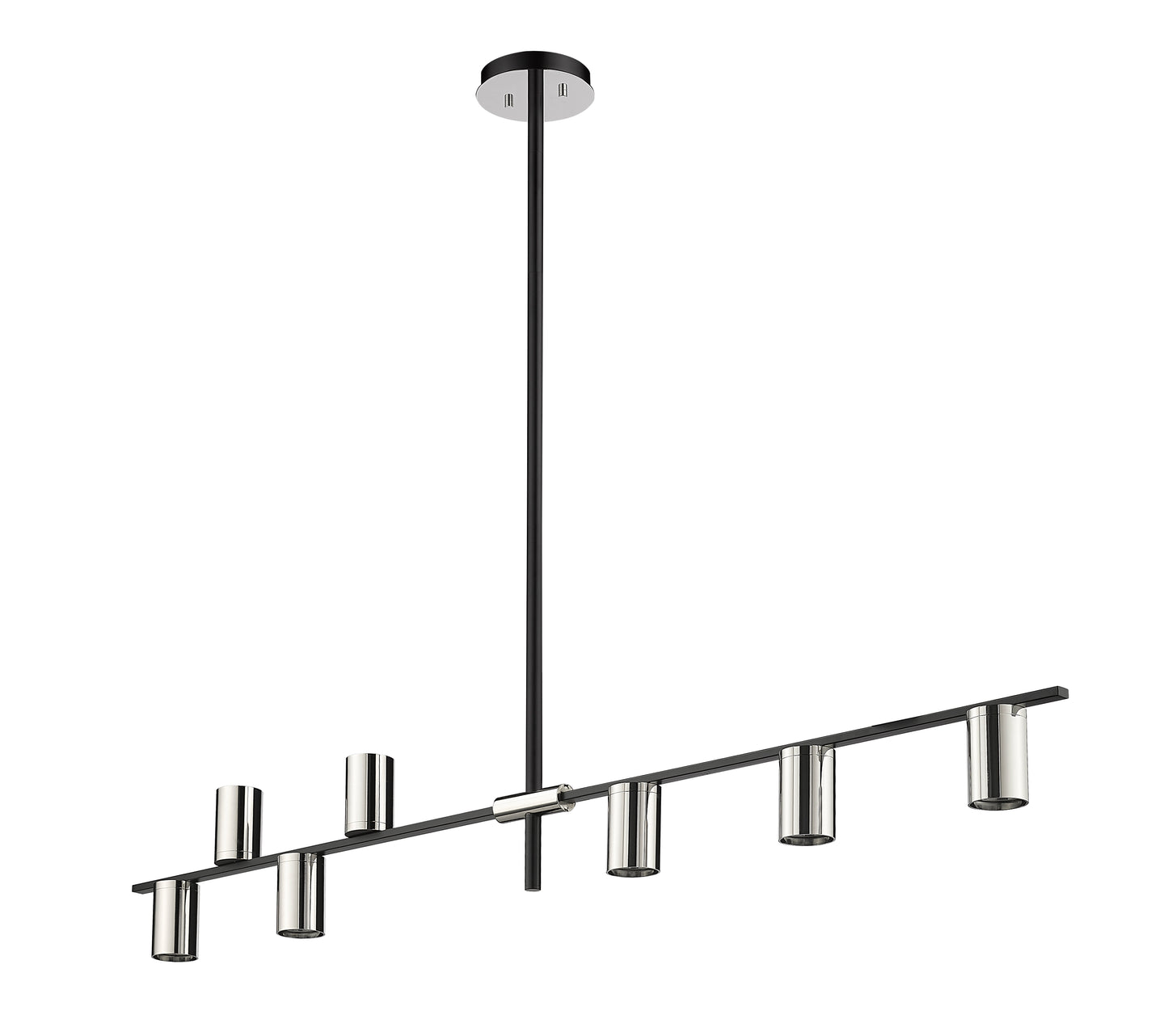 Calumet GU10 8 Light Linear Chandelier Matte Black + Polished Nickel
