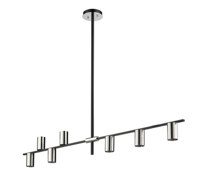 Calumet GU10 8 Light Linear Chandelier Matte Black + Polished Nickel