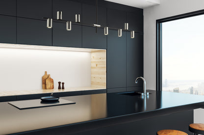 Calumet GU10 8 Light Linear Chandelier Matte Black + Polished Nickel
