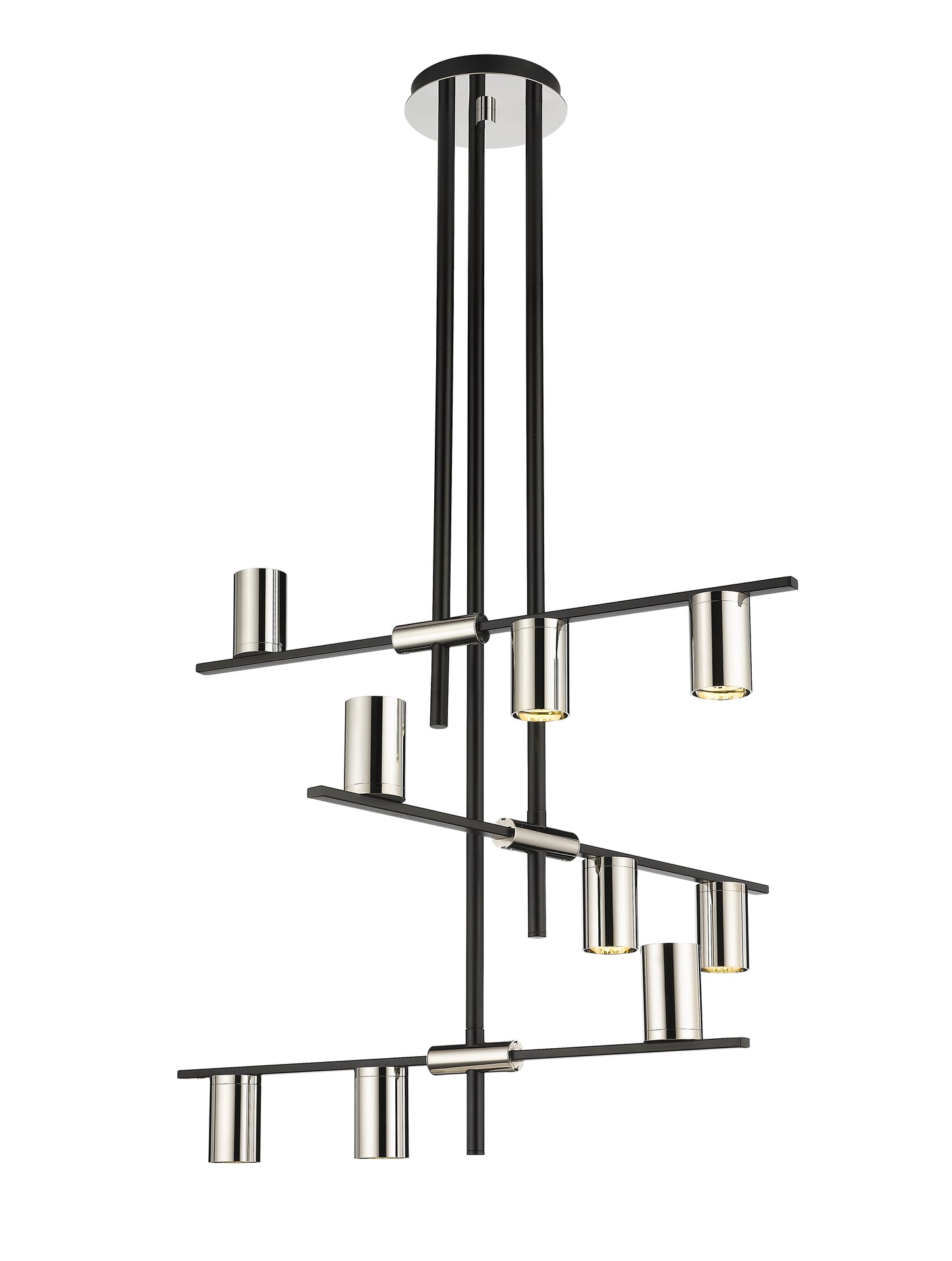 Calumet 9 Light Chandelier Matte Black + Polished Nickel