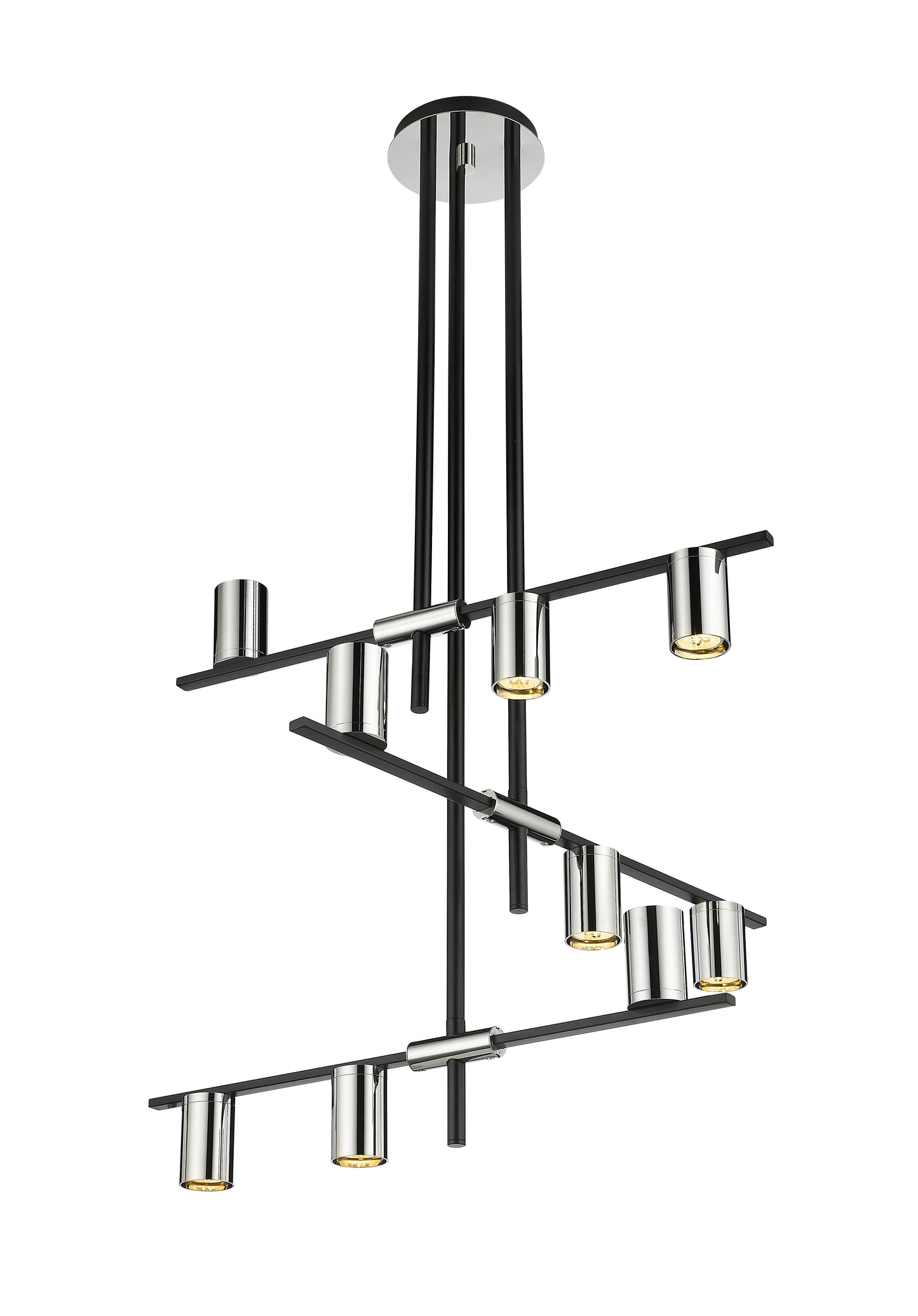 Calumet 9 Light Chandelier Matte Black + Polished Nickel