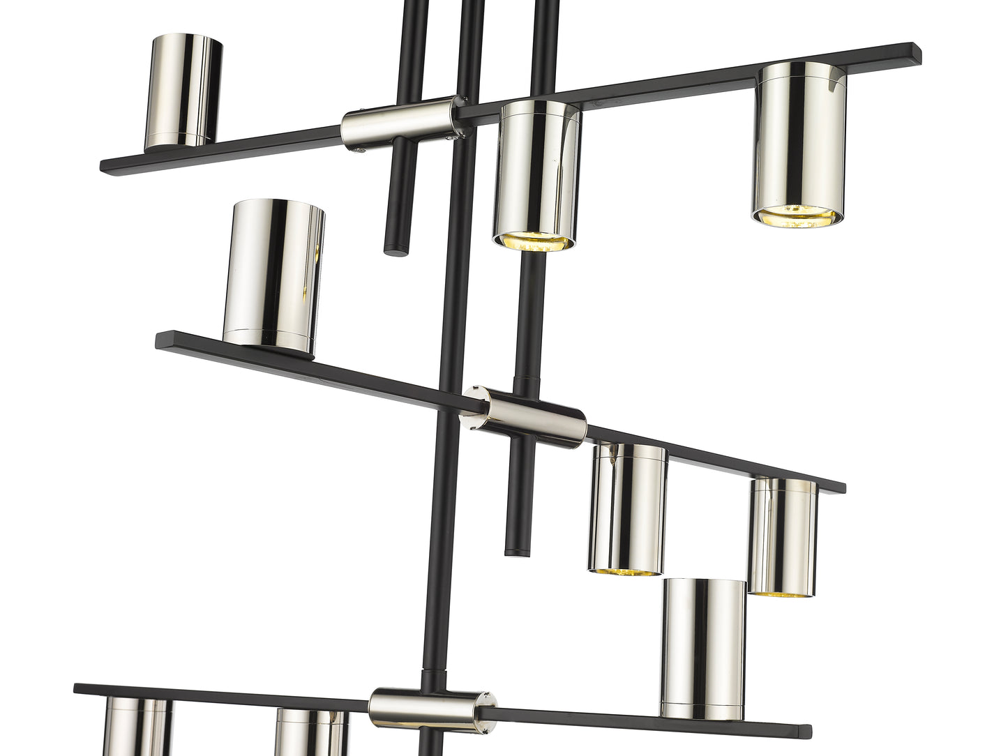Calumet 9 Light Chandelier Matte Black + Polished Nickel