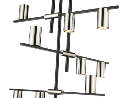 Calumet 9 Light Chandelier Matte Black + Polished Nickel