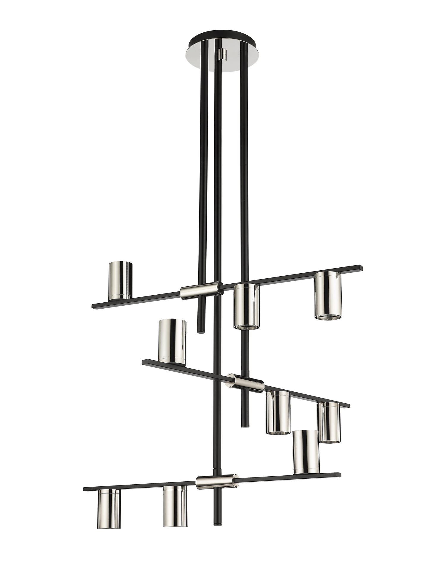 Calumet 9 Light Chandelier Matte Black + Polished Nickel