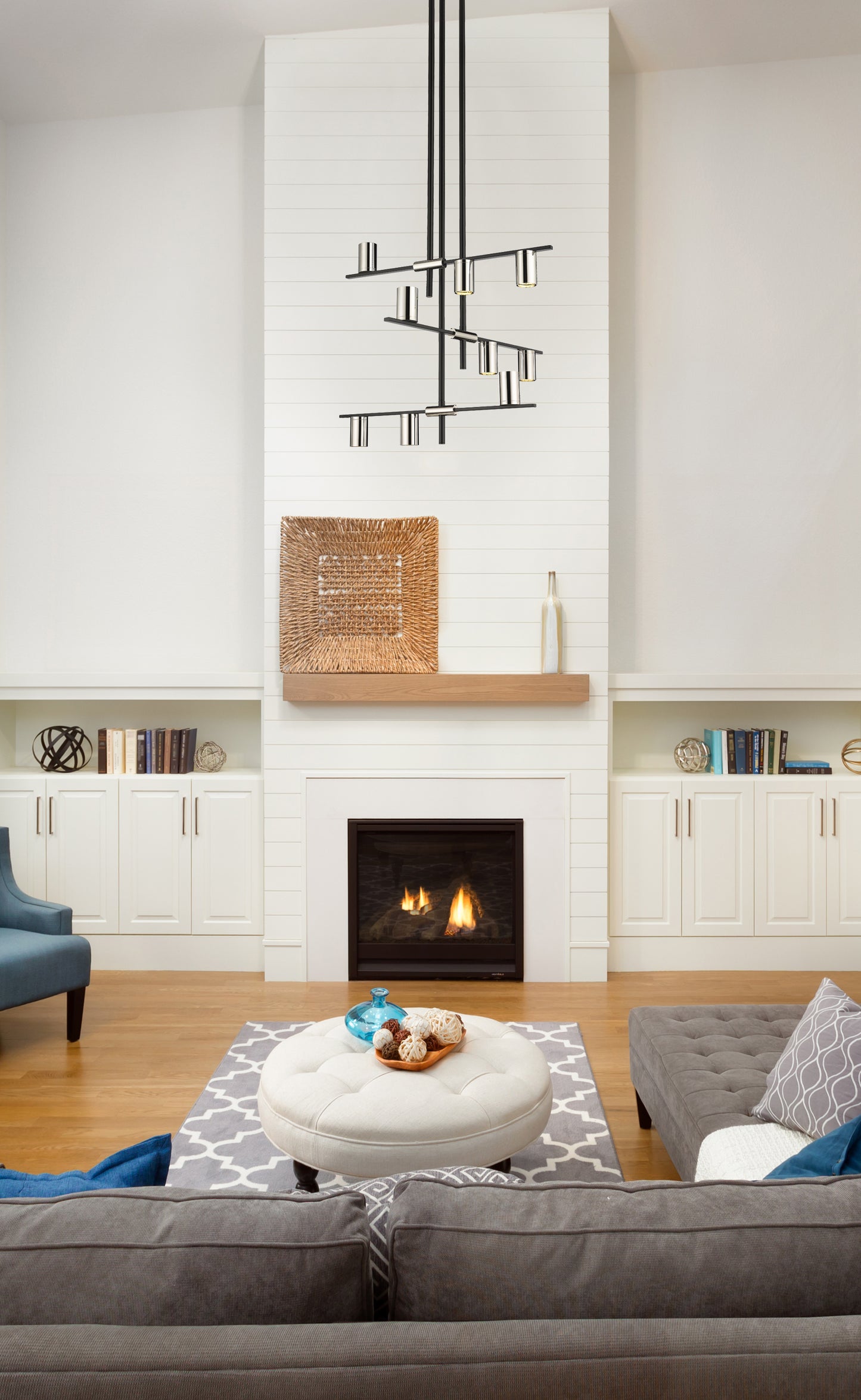 Calumet 9 Light Chandelier Matte Black + Polished Nickel