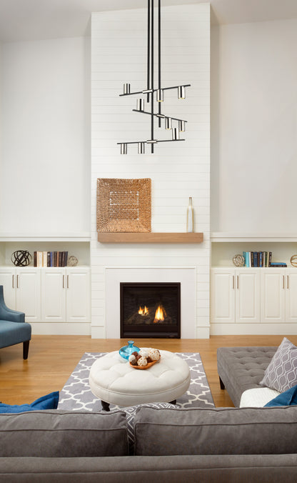 Calumet 9 Light Chandelier Matte Black + Polished Nickel