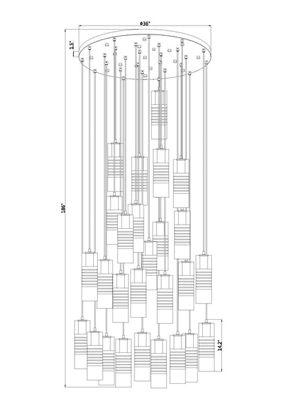 Alton 27 Light Chandelier Brushed Nickel