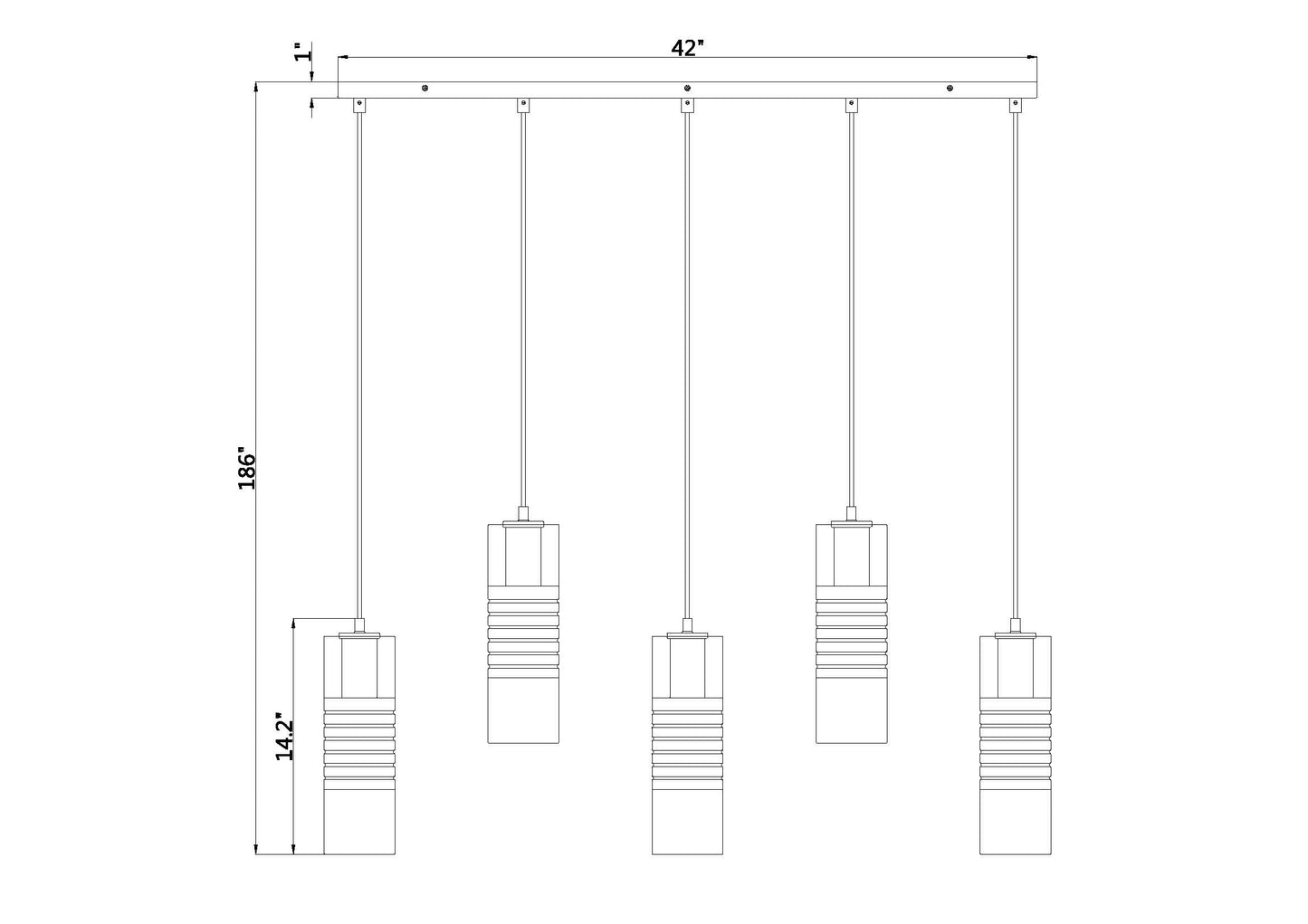 Alton 5 Light Linear Chandelier Modern Gold