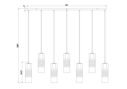 Alton 7 Light Linear Chandelier Brushed Nickel