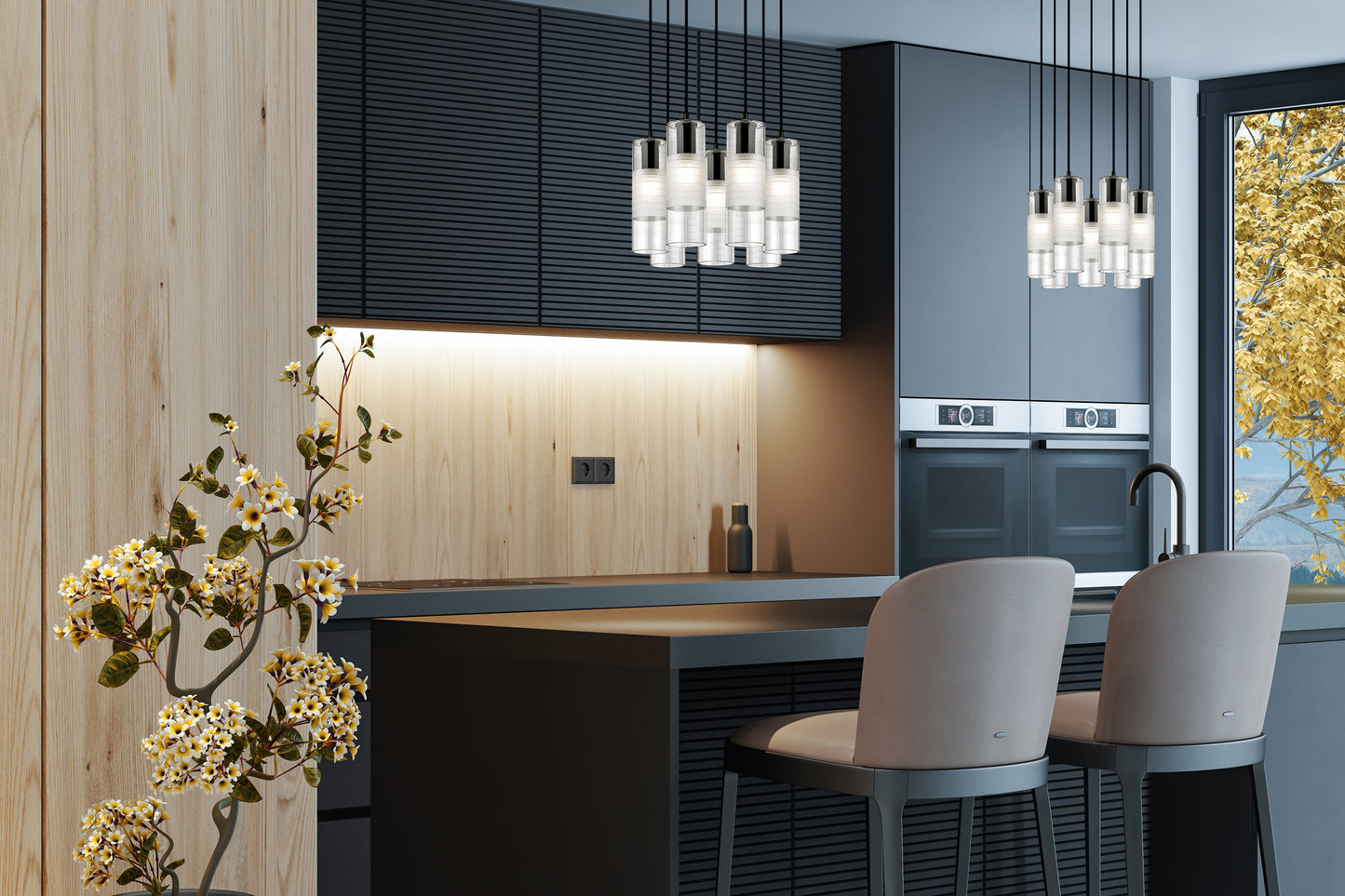 Alton 7 Light Chandelier Matte Black