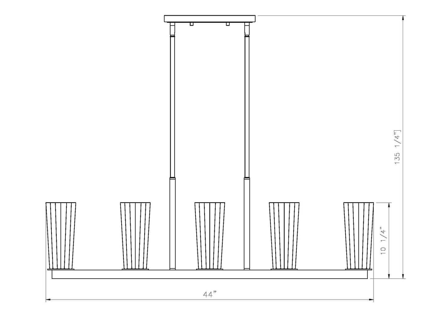 Titus 5 Light Linear Chandelier Matte Black