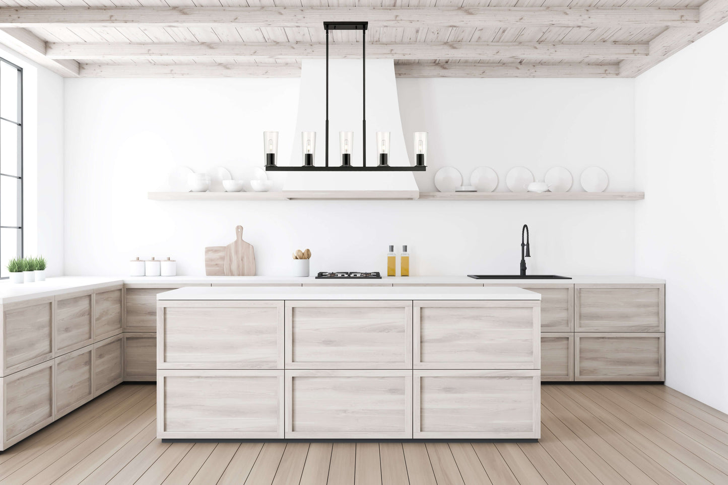 Titus 5 Light Linear Chandelier Matte Black