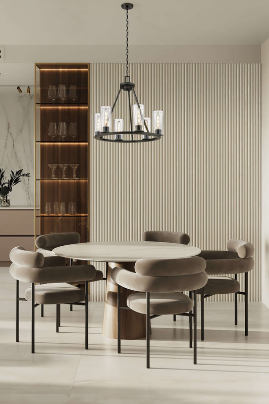 Titus 6 Light Chandelier Matte Black