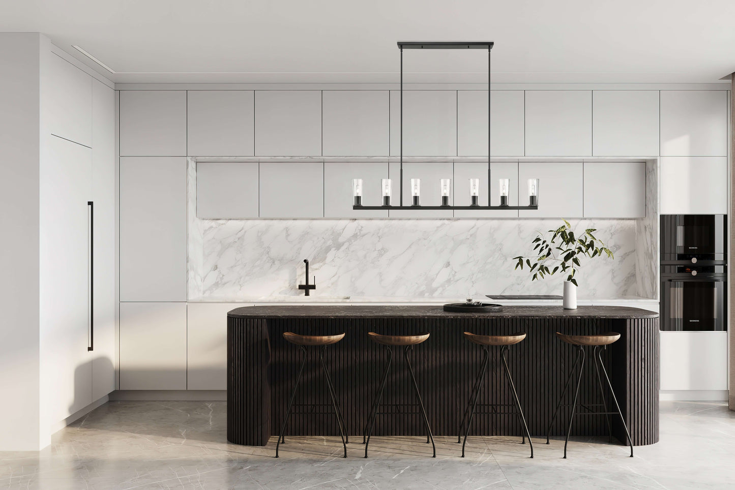Titus 7 Light Linear Chandelier Matte Black