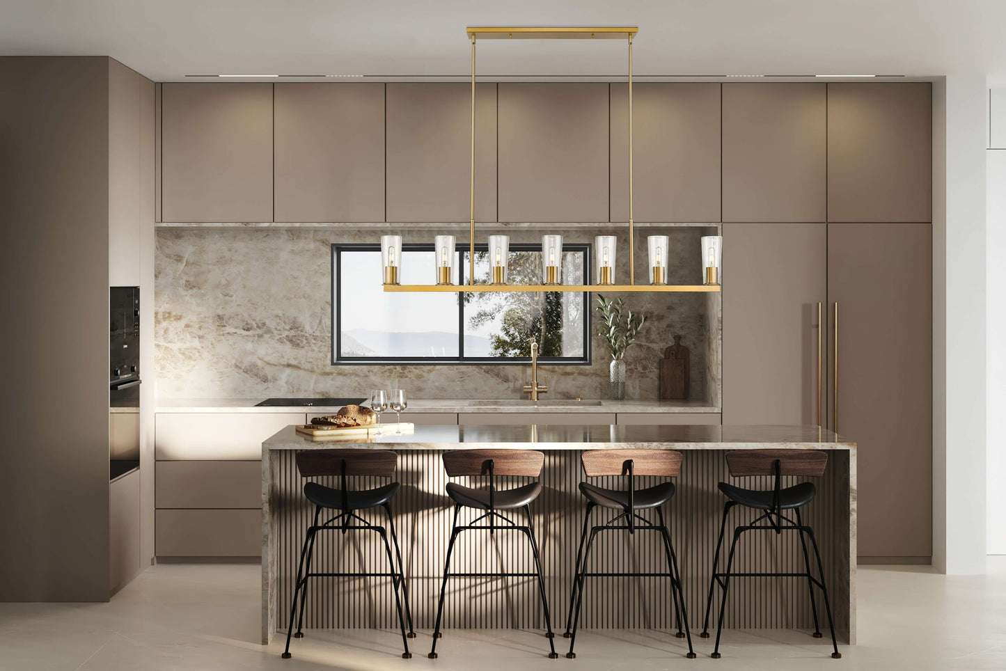 Titus 7 Light Linear Chandelier Modern Gold