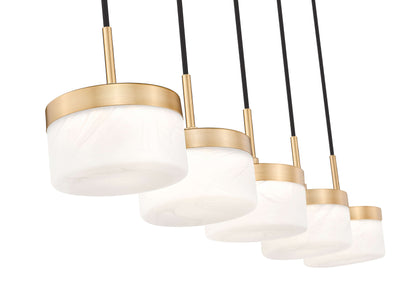Renaud LED 5 Light Linear Chandelier Modern Gold