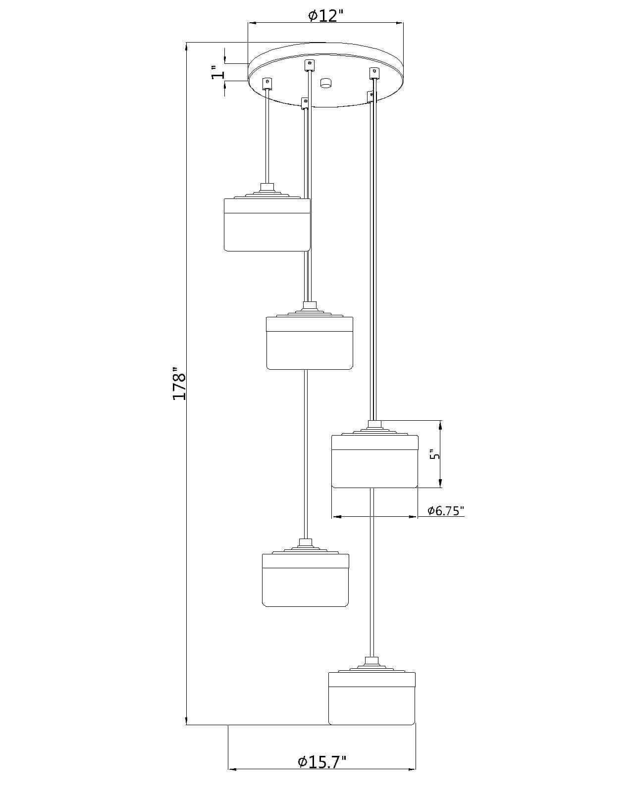 Renaud LED 5 Light Chandelier Matte Black