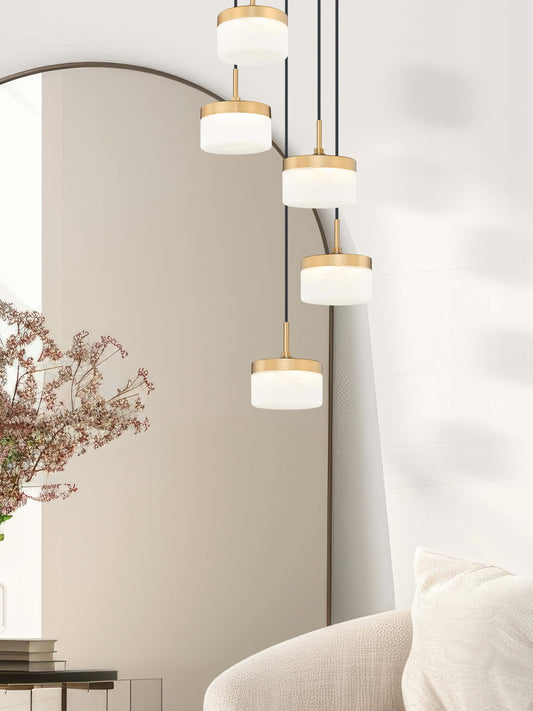Renaud LED 5 Light Chandelier Modern Gold
