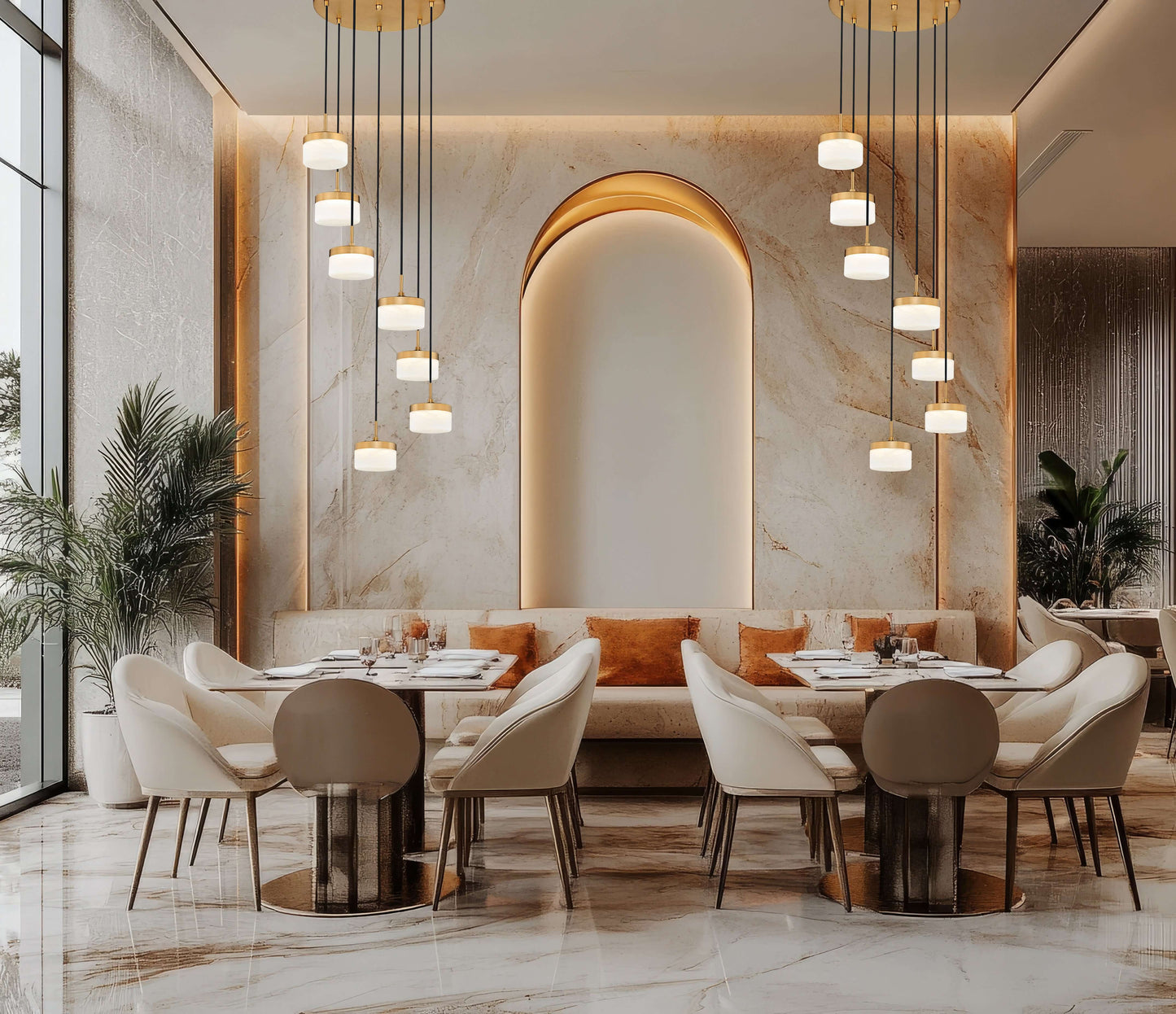 Renaud LED 7 Light Chandelier Modern Gold