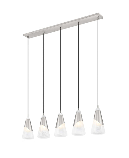Aimie 5 Light Linear Chandelier Brushed Nickel