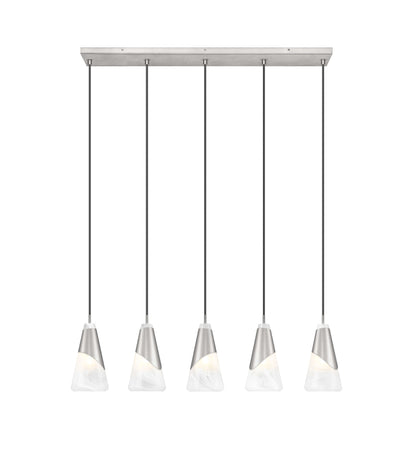 Aimie 5 Light Linear Chandelier Brushed Nickel