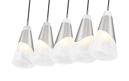 Aimie 5 Light Linear Chandelier Brushed Nickel