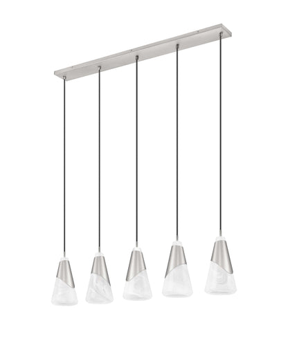 Aimie 5 Light Linear Chandelier Brushed Nickel