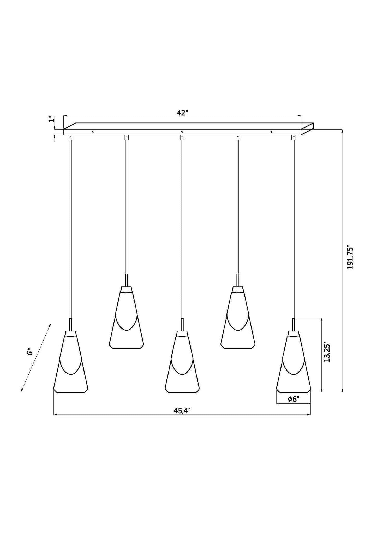 Aimie 5 Light Linear Chandelier Matte Black