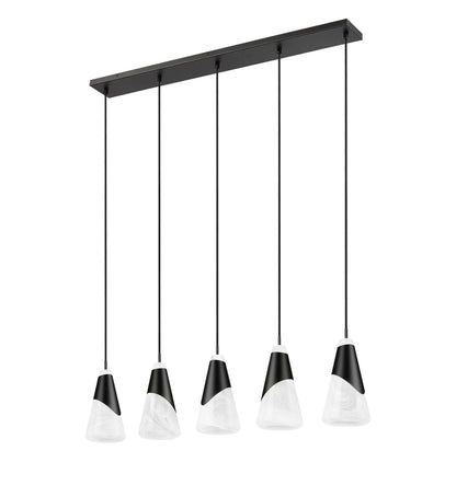 Aimie 5 Light Linear Chandelier Matte Black