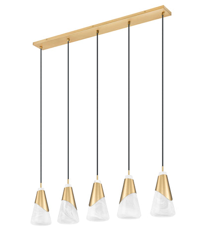 Aimie 5 Light Linear Chandelier Modern Gold