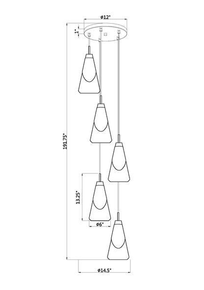 Aimie 5 Light Chandelier Modern Gold
