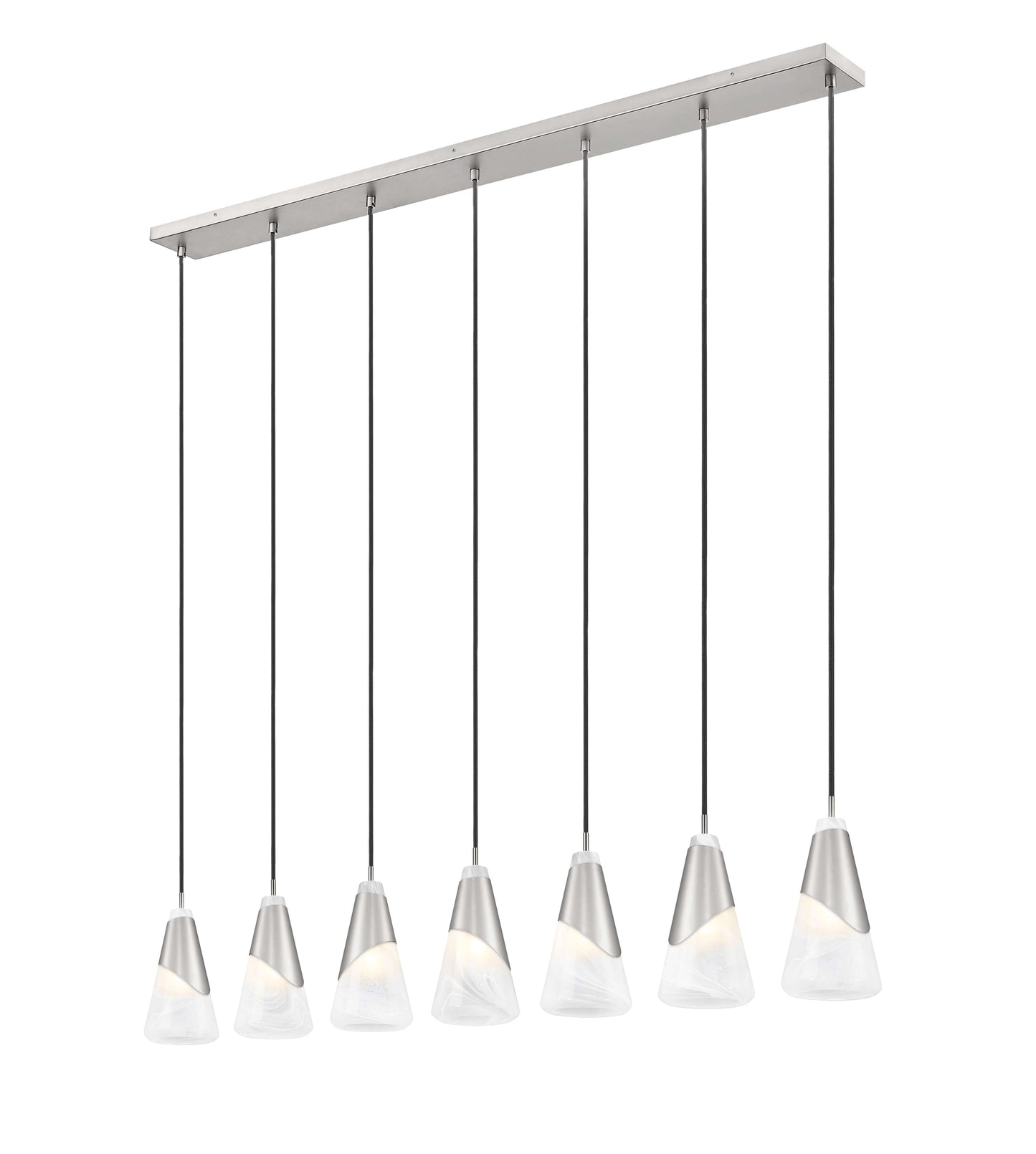Aimie 7 Light Linear Chandelier Brushed Nickel