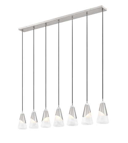 Aimie 7 Light Linear Chandelier Brushed Nickel