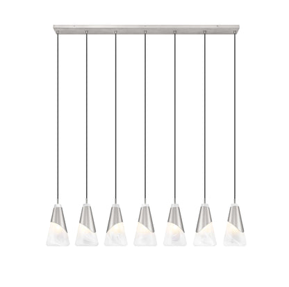 Aimie 7 Light Linear Chandelier Brushed Nickel
