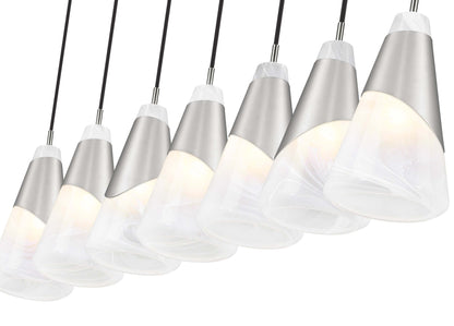 Aimie 7 Light Linear Chandelier Brushed Nickel