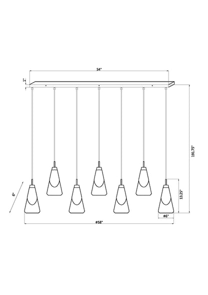 Aimie 7 Light Linear Chandelier Brushed Nickel