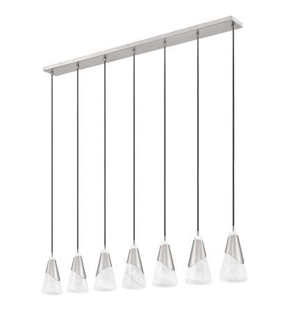 Aimie 7 Light Linear Chandelier Brushed Nickel