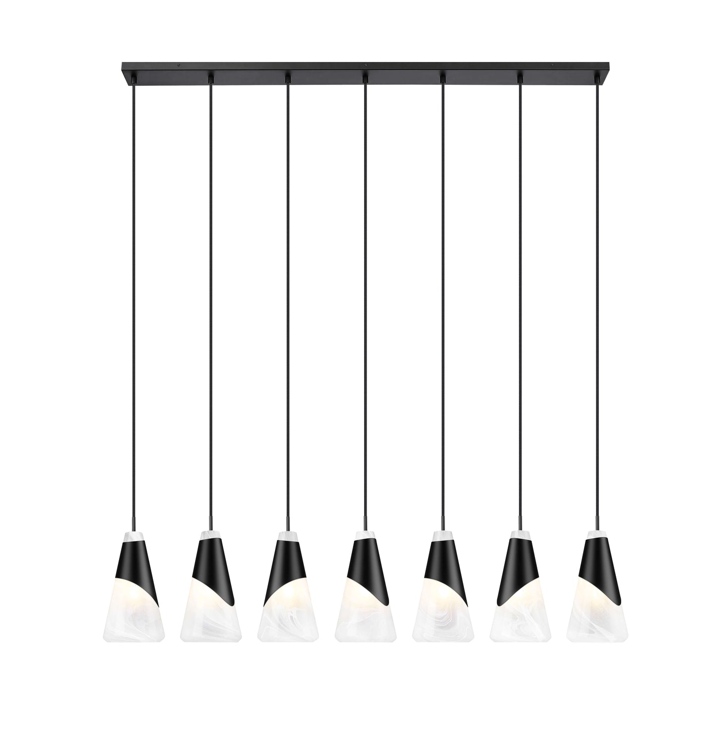 Aimie 7 Light Linear Chandelier Matte Black