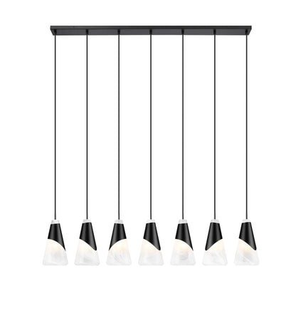 Aimie 7 Light Linear Chandelier Matte Black