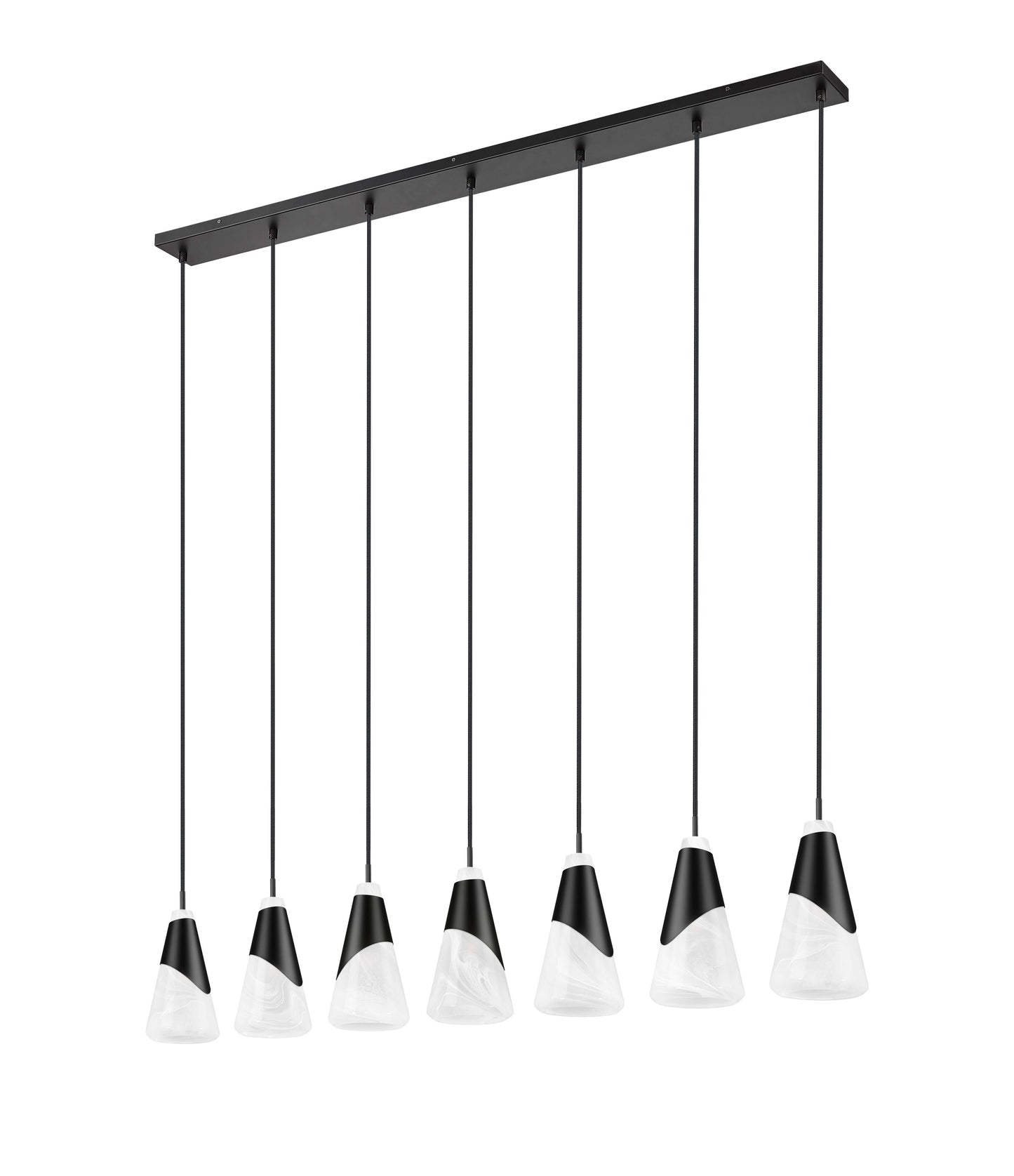 Aimie 7 Light Linear Chandelier Matte Black