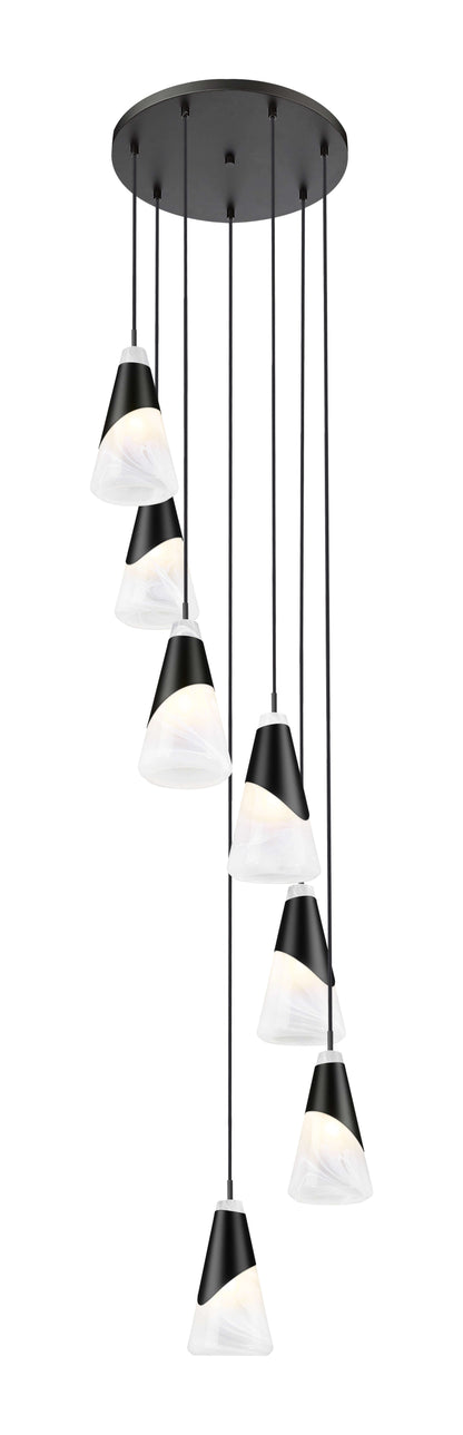 Aimie 7 Light Chandelier Matte Black