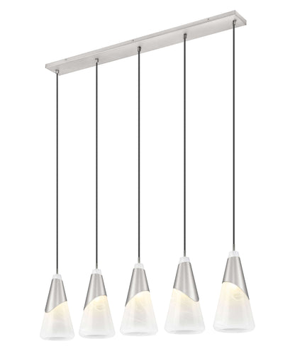Aimie 5 Light Linear Chandelier Brushed Nickel