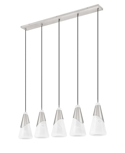 Aimie 5 Light Linear Chandelier Brushed Nickel