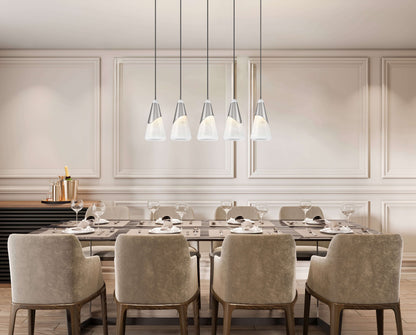 Aimie 5 Light Linear Chandelier Brushed Nickel