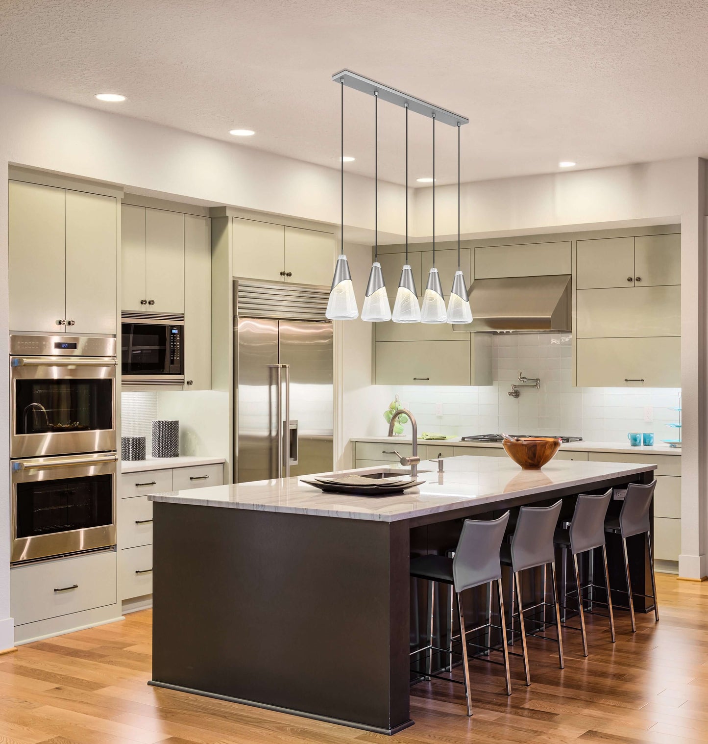 Aimie 5 Light Linear Chandelier Brushed Nickel