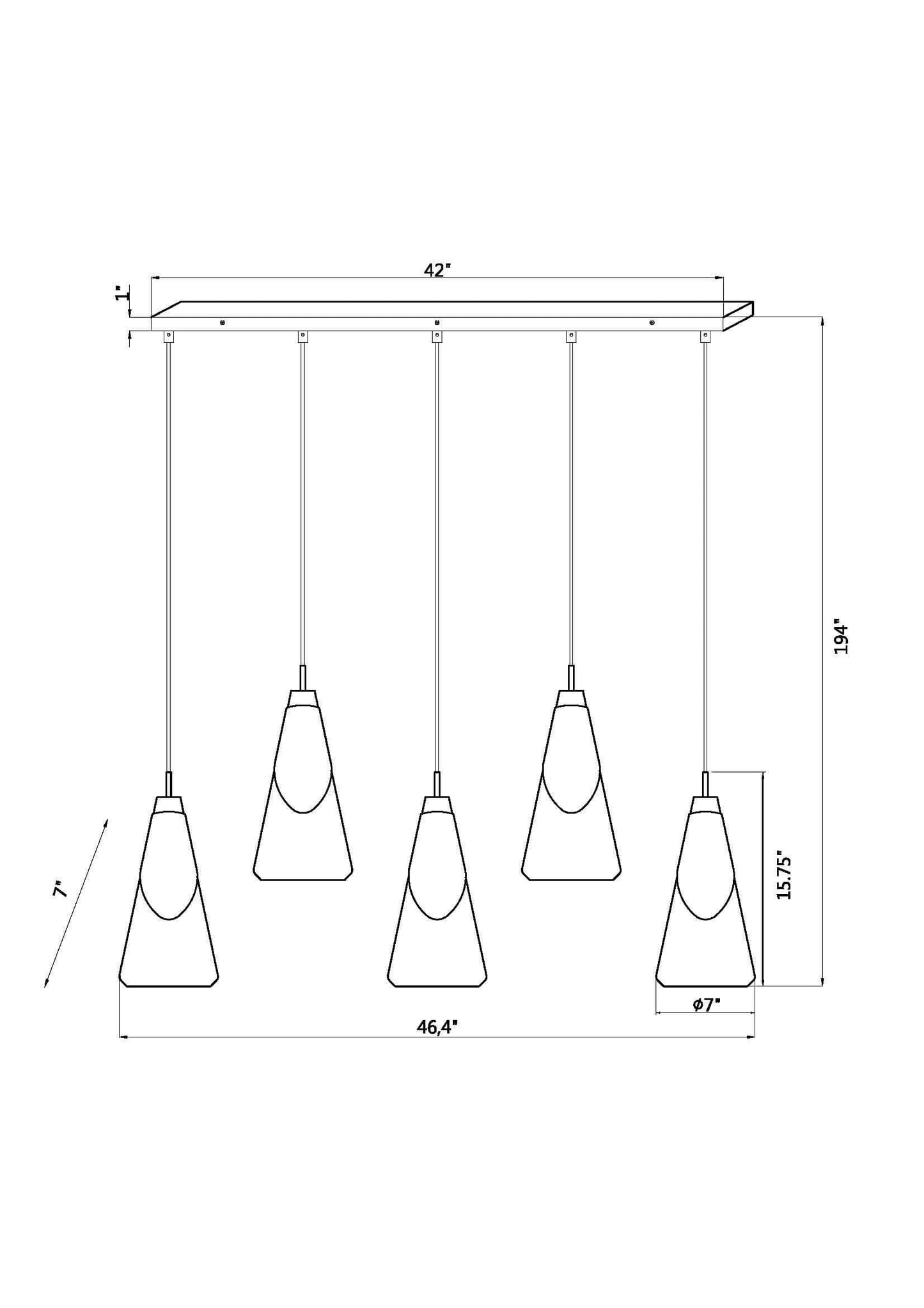 Aimie 5 Light Linear Chandelier Matte Black